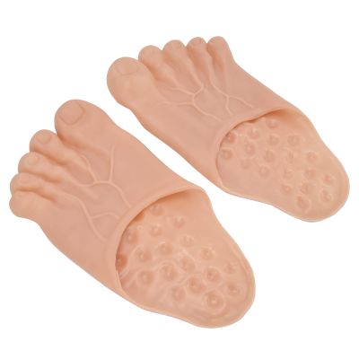 Barefoot Funny Foot Slippers, 1 Pair Realistic Slippers, Shoe Covers, Halloween Role-Playing Toys Dance Party Makeup Show Costume Props(Flesh-Colored)