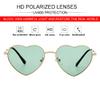 JOVAKIT Polarized Heart Sunglasses for Women Fashion Lovely Style Metal Frame UV400 Protection Lens (Gold/Green) view 2