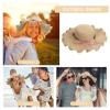 1Pc flat straw hat straw sun hat womens hats Outdoor Activities Hat summer straw hats straw visor hat for women sun hat for girls Sun Protection Cap Mexico Miss flat top Beige view 2