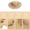 1Pc flat straw hat straw sun hat womens hats Outdoor Activities Hat summer straw hats straw visor hat for women sun hat for girls Sun Protection Cap Mexico Miss flat top Beige view 3