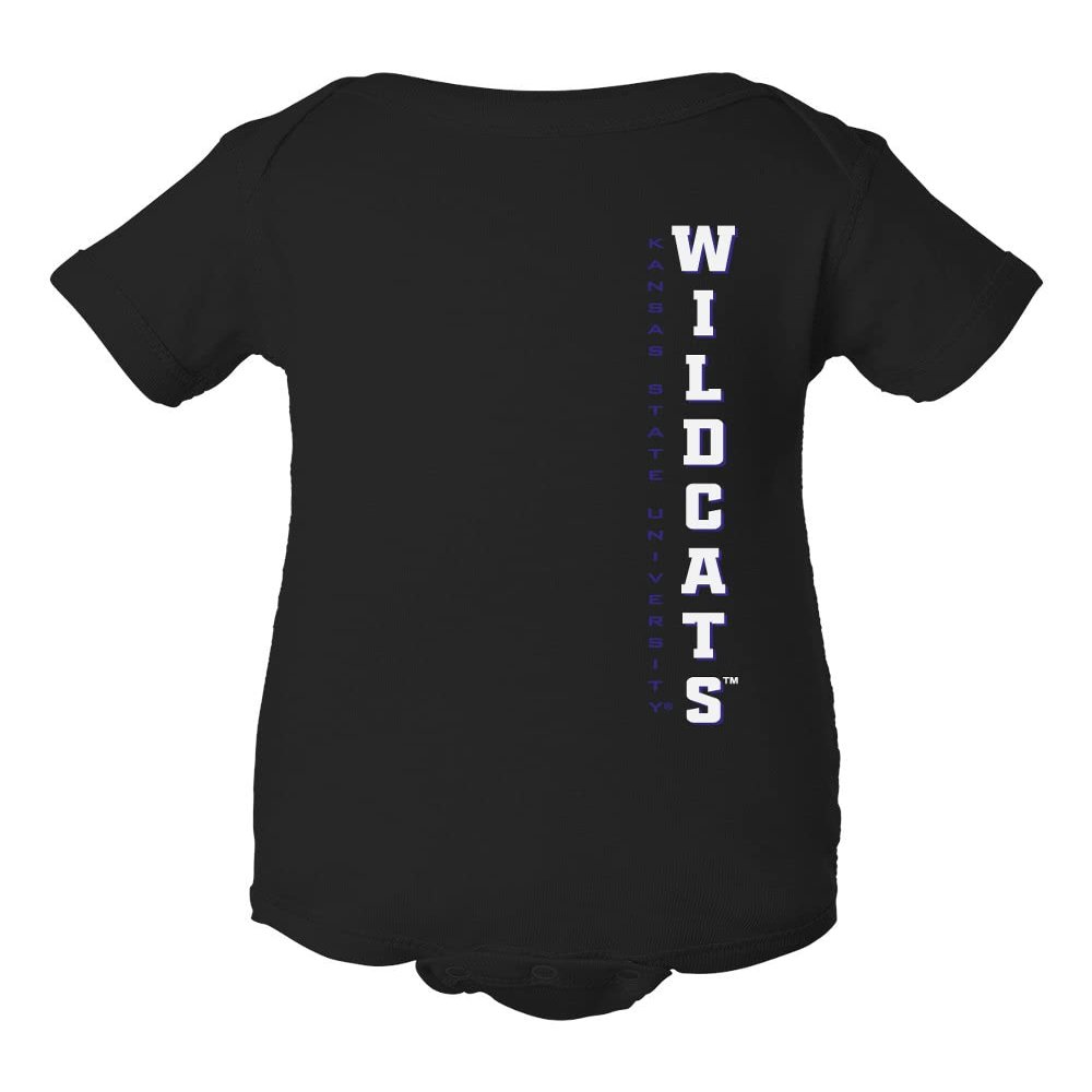 CornBorn K-State Baby Clothes - Vertical KSU Wildcats - Black - 12M