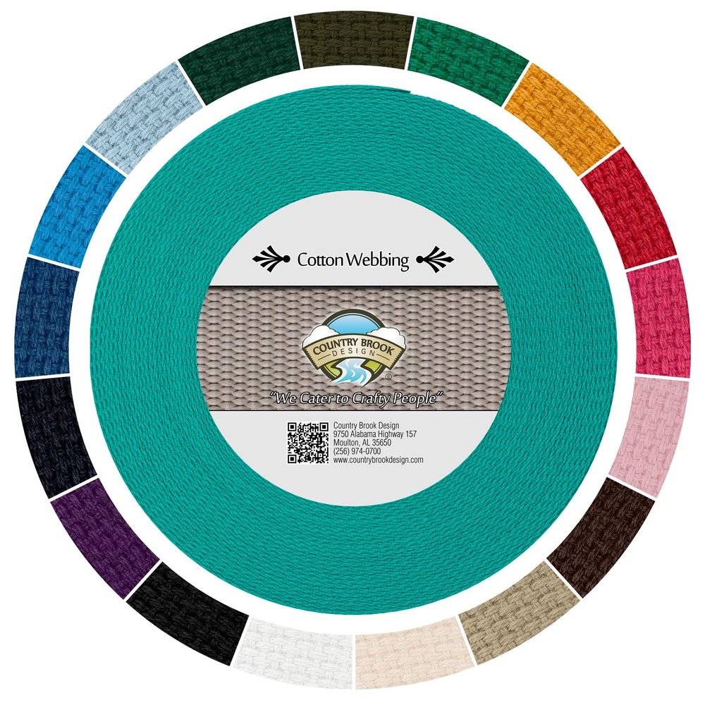 Country Brook Design - 1" Cotton Webbing Strap - Lightweight, Organic and Gentle with Skin Cotton Strapping - 50 Yards, Teal