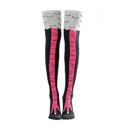 Chicken Legs Socks Women Knee-High Thigh-High Socks Crazy Funny Novelty Fashion Creative Chicken Toe Feet Cosplay Knee Socks Under Knee Stovepipe Socks Gifts (1Pair Rose Red)