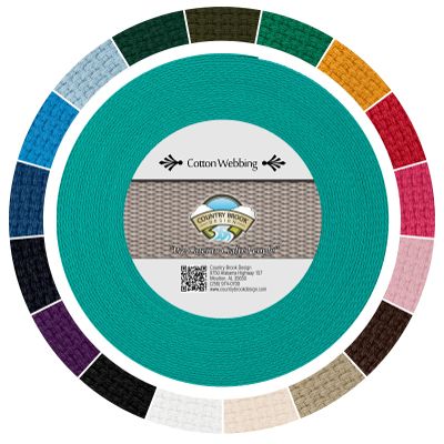 Country Brook Design - 1" Cotton Webbing Strap - Lightweight, Organic and Gentle with Skin Cotton Strapping - 25 Yards, Teal