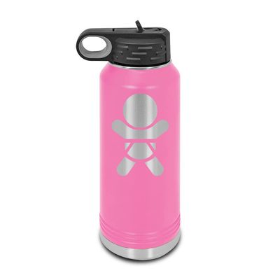 Baby in Car Symbol Laser Engraved Water Bottle Customizable Polar Camel Stainless Steel with Straw - on board Pink 32 oz