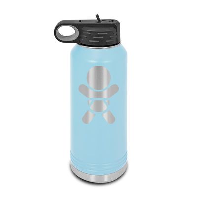 Baby in Car Symbol Laser Engraved Water Bottle Customizable Polar Camel Stainless Steel with Straw - on board Light Blue 32 oz