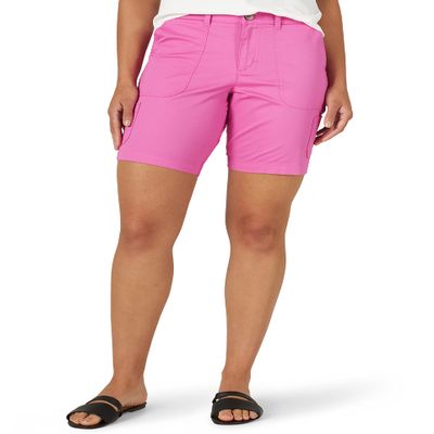Lee Women's Flex-to-Go Mid-Rise Cargo Bermuda Short, Magenta, 4