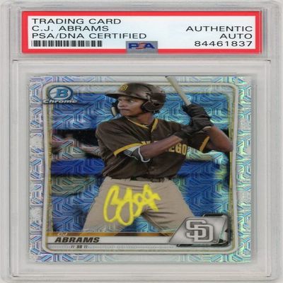 CJ Abrams 2020 Bowman Chrome Prospects Mega Box Autographed Card #BCP-62 - PSA/DNA