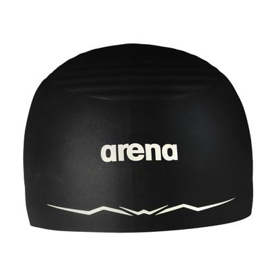 Arena Silicone Racing Swim Cap Men and Women Aquaforce Wave Hydrodynamic Performance Competitive Intensive Swimming, Black, Large