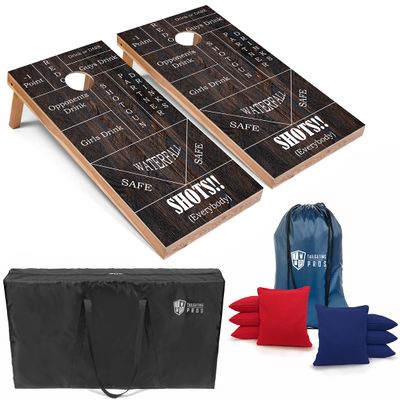 Tailgating Pros Cornhole Board Set w/Bean Bags and Carrying Case - 4'x2' Corn Hole Toss - Tournament and Lightweight Options - Optional LED Lights (Drinking Game)