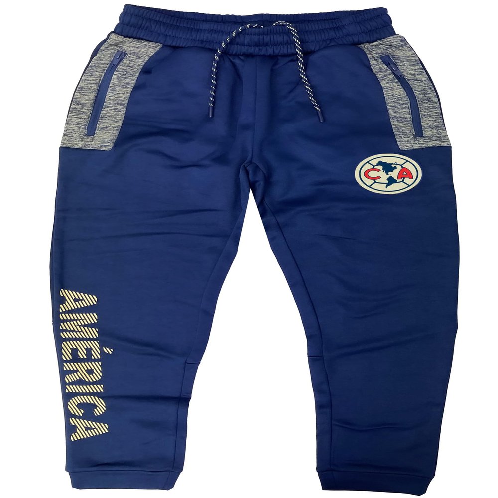 Icon Sports Club America Joggers Casual Sweatpants, Licensed America Track Pants with Zipper Pockets (Large) Blue