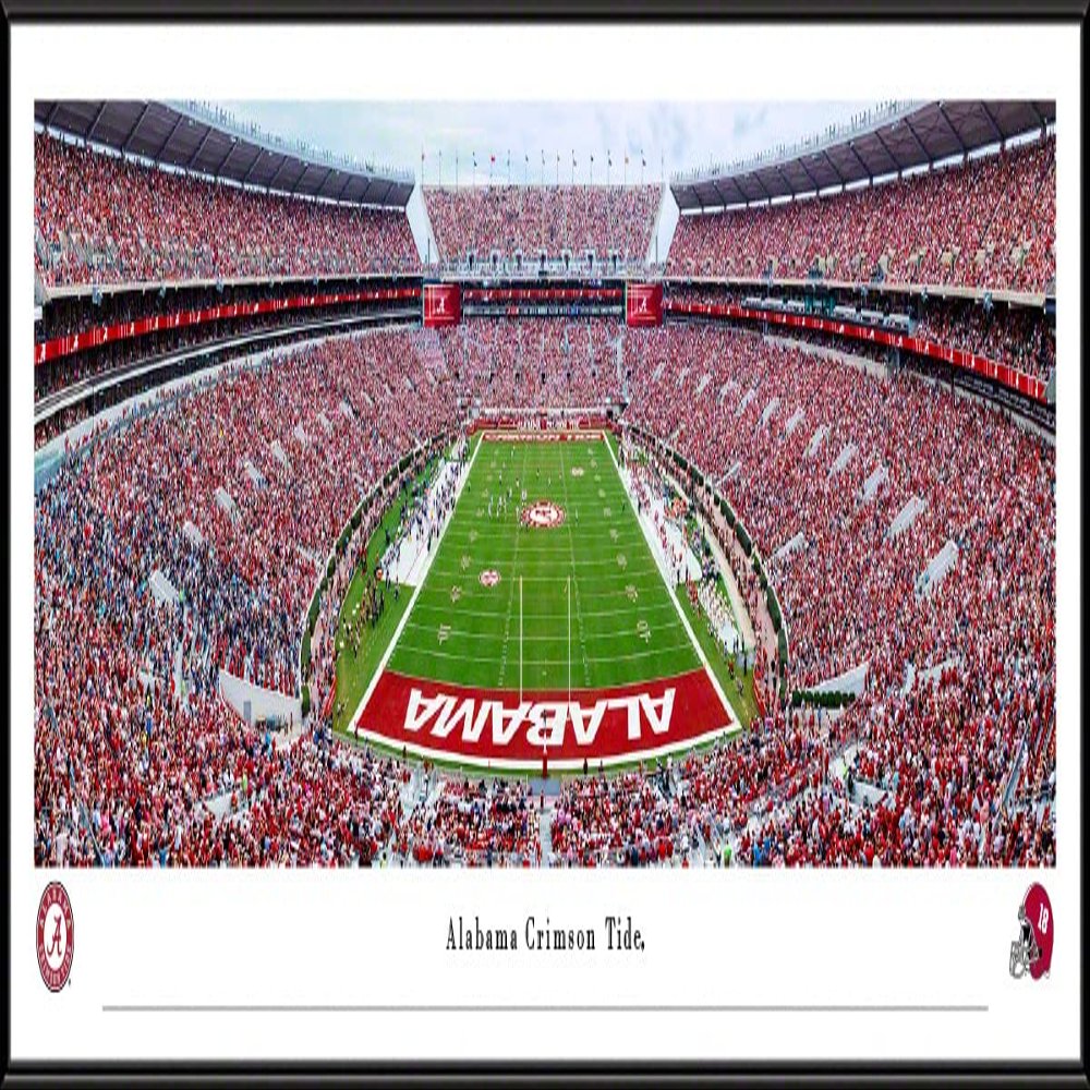 Alabama Football, End Zone - 40.25x13.75-inch Standard Framed Print by Blakeway Panoramas