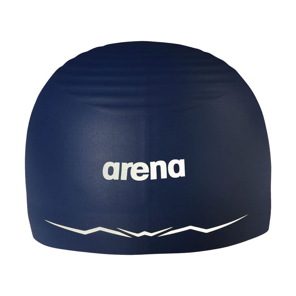 Arena Silicone Racing Swim Cap Men and Women Aquaforce Wave Hydrodynamic Performance Competitive Intensive Swimming, Navy, Large