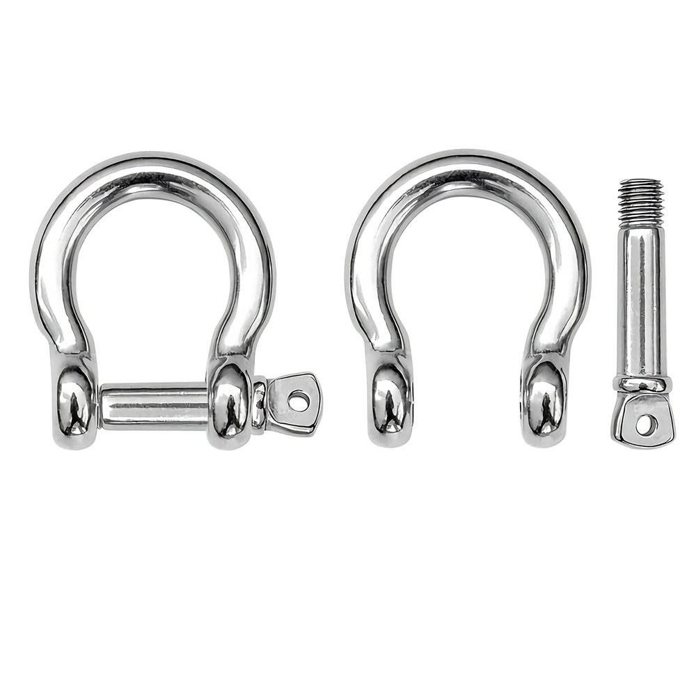 AMYSPORTS Heavy Duty Chain Shackle Stainless Lifting Load Pin Shackle Anchor Bow Marine Ring Shackles Steel Screw Outdoor M5 350lbs 8pcs