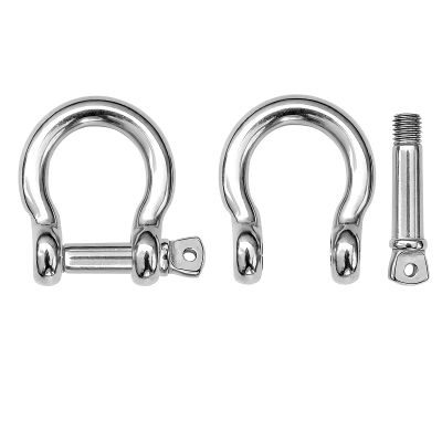 AMYSPORTS Heavy Duty Chain Shackle Stainless Lifting Load Pin Shackle Anchor Bow Marine Ring Shackles Steel Screw Outdoor M8 880lbs 4pcs