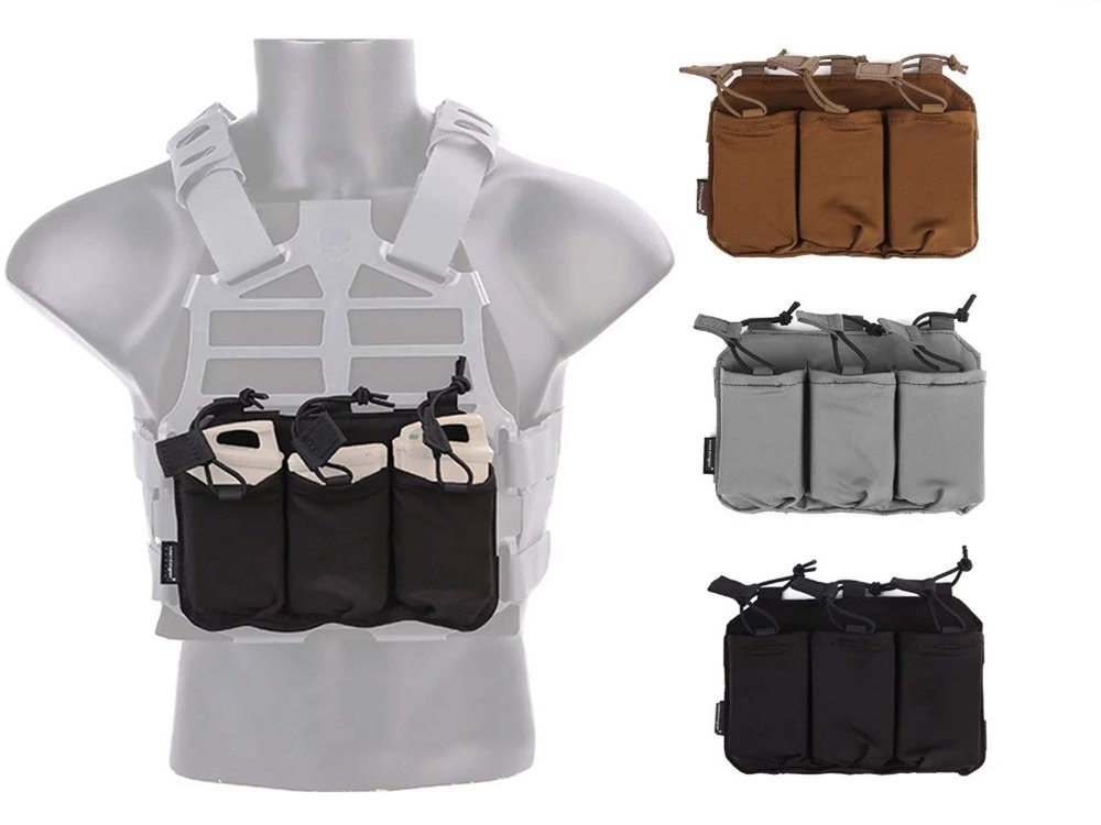 Emerson Triple Magazine Pouch for SS Vest 5.56/7.62 Magazine Pouch Holder (Black)