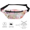 Fanny Packs,Romantic pink teal watercolor chic floral pattern Fanny Pack Waterproof Fashion Waist Pack Belt Bag with Adjustable Strap for Women Men Outdoors Casual Traveling Running Hiking Cycling view 2
