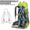 Hiking Backpack for Men and Women 70L+5L Waterproof Lightweight Camping Daypack with Rain Cover for Outdoor Travel Mountaineering - Frameless (Green) view 4