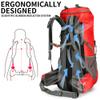Hiking Backpack for Men and Women 70L+5L Waterproof Lightweight Camping Daypack with Rain Cover for Outdoor Travel Mountaineering - Frameless (Red) view 4