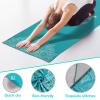 MoKo Yoga Towel, Non Slip Hot Yoga Mat Yoga Blanket Printing Pattern Quick Dry with Corner Pocket for Bikram, Pilates, Gym Workout, Outdoor Picnic, Lake Blue & Elephant view 2