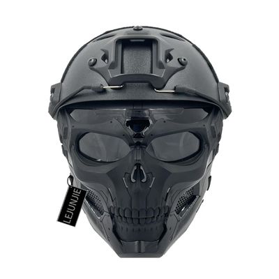 PJ Tactical Airsoft Paintball Fast Helmet with Adjustable Full-Face Protective Skull Mask Set