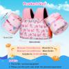 MoKo Toddler Swim Vest for Kids, Swim Arm Floaties 22-66lbs Cartoon Swimming Water Wings Pool Float Vests Sleeves Shoulder Straps Arm Band for Children Learn to Swim, Pink & Whale view 3