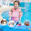 MoKo Toddler Swim Vest for Kids, Swim Arm Floaties 22-66lbs Cartoon Swimming Water Wings Pool Float Vests Sleeves Shoulder Straps Arm Band for Children Learn to Swim, Pink & Whale view 4