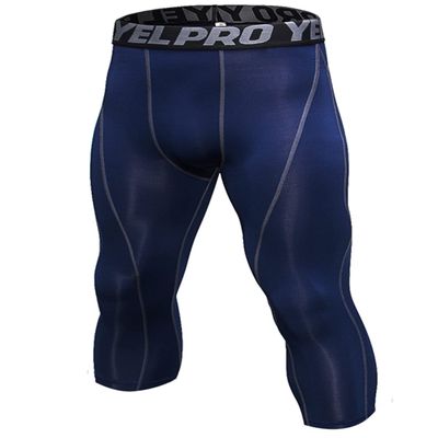 Yuerlian Mens 3/4 Leggings Men 3/4 Compression Pants Baselayer Athletic Workout Running Leggings