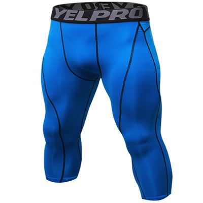 Yuerlian Mens 3/4 Leggings Men 3/4 Compression Pants Baselayer Athletic Workout Running Leggings