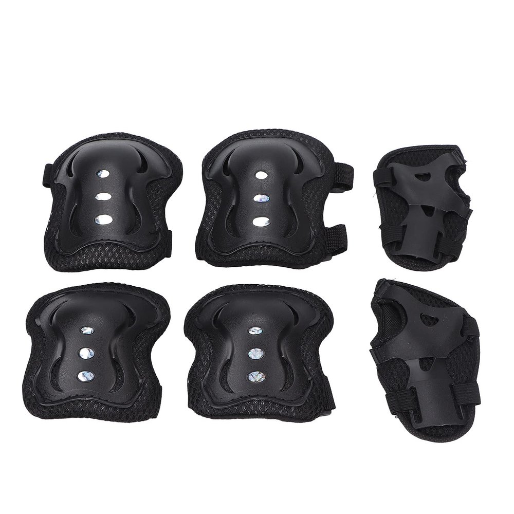 ZJchao Kids Protective Gear Set, Children Youth Stylish Breathable Knee Pad Elbow Wrist Pad Hand Guard, for Scooter Skateboard Cycling Roller Skating(Black)