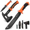 NedFoss 15 Inch Machete, 10 Inch Camping Axes and Hatchets Machetes Knife Set with Shock Reduction Handle, Machete for Yard Work Cutting Trees Heavy Duty Bushcraft Garden Clearing Survival Gifts view 1