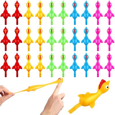 Sumind 30 Pcs Rubber Chicken Slingshot Flying Chicken Fingers Stretchy Turkey Shooter for Party Favors Gifts Christmas Goodie Bag Stocking Stuffers(Turkey,Vibrant Colors)
