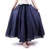 ASHER FASHION Women's Bohemian Style Elastic Waist Band Cotton Linen Long Maxi Skirt Dress (105CM, Navy Blue) view 1