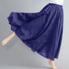 ASHER FASHION Women's Bohemian Style Elastic Waist Band Cotton Linen Long Maxi Skirt Dress (105CM, Navy Blue) view 3
