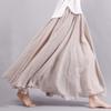ASHER FASHION Women's Bohemian Style Elastic Waist Band Cotton Linen Long Maxi Skirt Dress (105CM, Beige) view 2