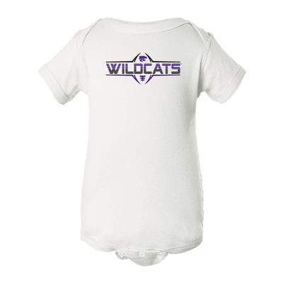CornBorn K-State Baby Clothes - Striped Wildcats Football Laces - White - 12M