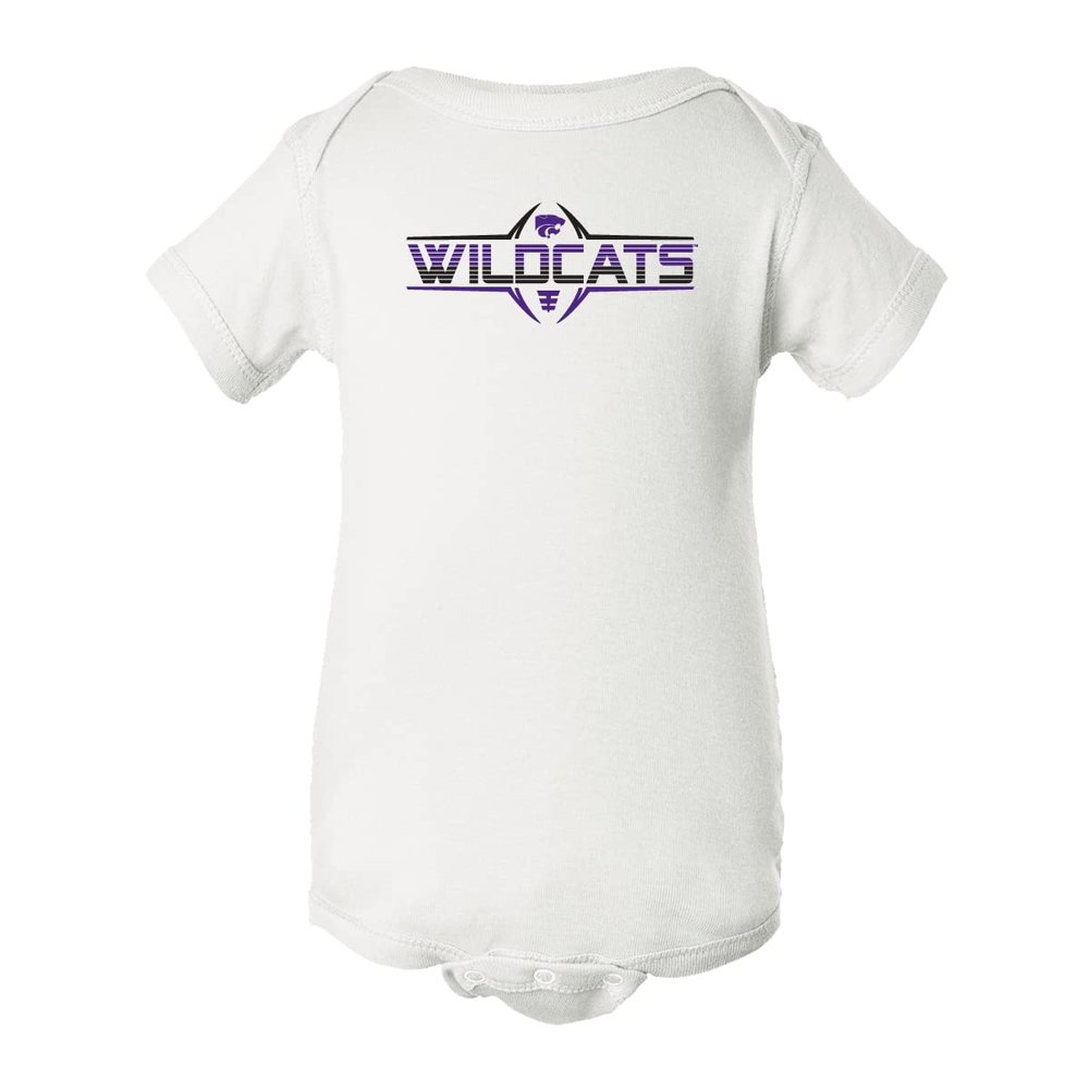 CornBorn K-State Baby Clothes - Striped Wildcats Football Laces - White - 12M