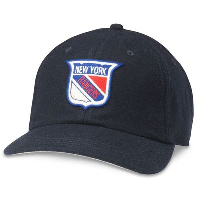 AMERICAN NEEDLE New York Rangers Archive Legend National Hockey League Officially Licensed NHL Team Adjustable Buckle Strap Dad Hat, Navy (21005A-NYR-NVY)