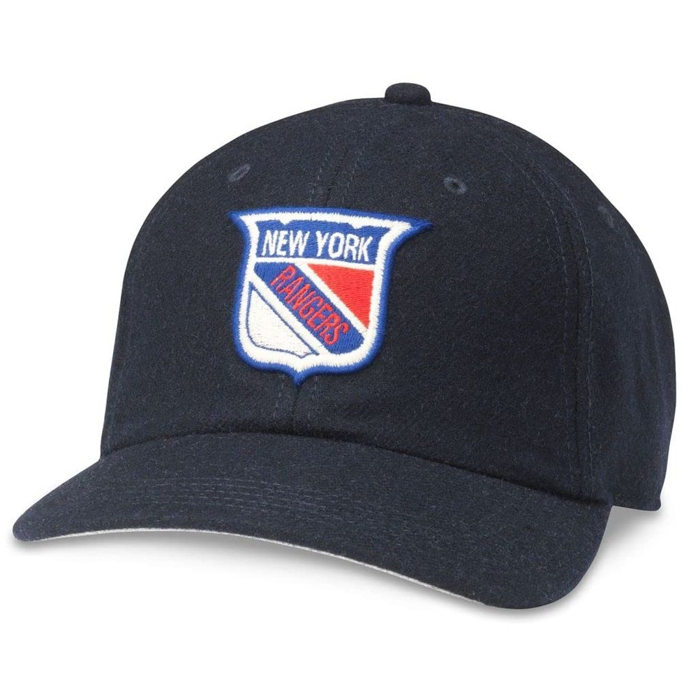AMERICAN NEEDLE New York Rangers Archive Legend National Hockey League Officially Licensed NHL Team Adjustable Buckle Strap Dad Hat, Navy (21005A-NYR-NVY)