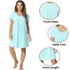 NACHILA Nightgowns for Women-Viscose Made from Bamboo, Short Sleeve Nightshirt Pleated Sleepshirts Soft Sleepwear Aqua Green XL view 4