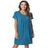 NACHILA Nightgowns for Women-Viscose Made from Bamboo, Short Sleeve Nightshirt Pleated Sleepshirts Soft Sleepwear Teal Blue XL view 1