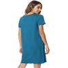NACHILA Nightgowns for Women-Viscose Made from Bamboo, Short Sleeve Nightshirt Pleated Sleepshirts Soft Sleepwear Teal Blue XL view 3