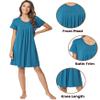 NACHILA Nightgowns for Women-Viscose Made from Bamboo, Short Sleeve Nightshirt Pleated Sleepshirts Soft Sleepwear Teal Blue XL view 4