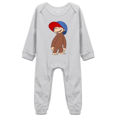 DOQOSESHY Newborn Clothes Curious George Wears Hat Vintage Funny Bodysuits Short Sleeve/Long Sleeve Rompers, 24 Months