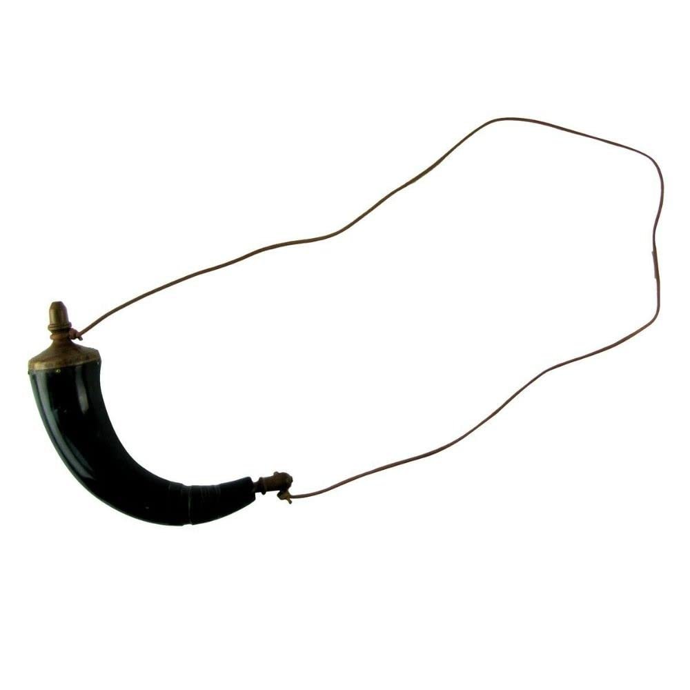 Traditional Wooden Spout Genuine Buffalo Gun Powder Horn Vintage Muzzleloader