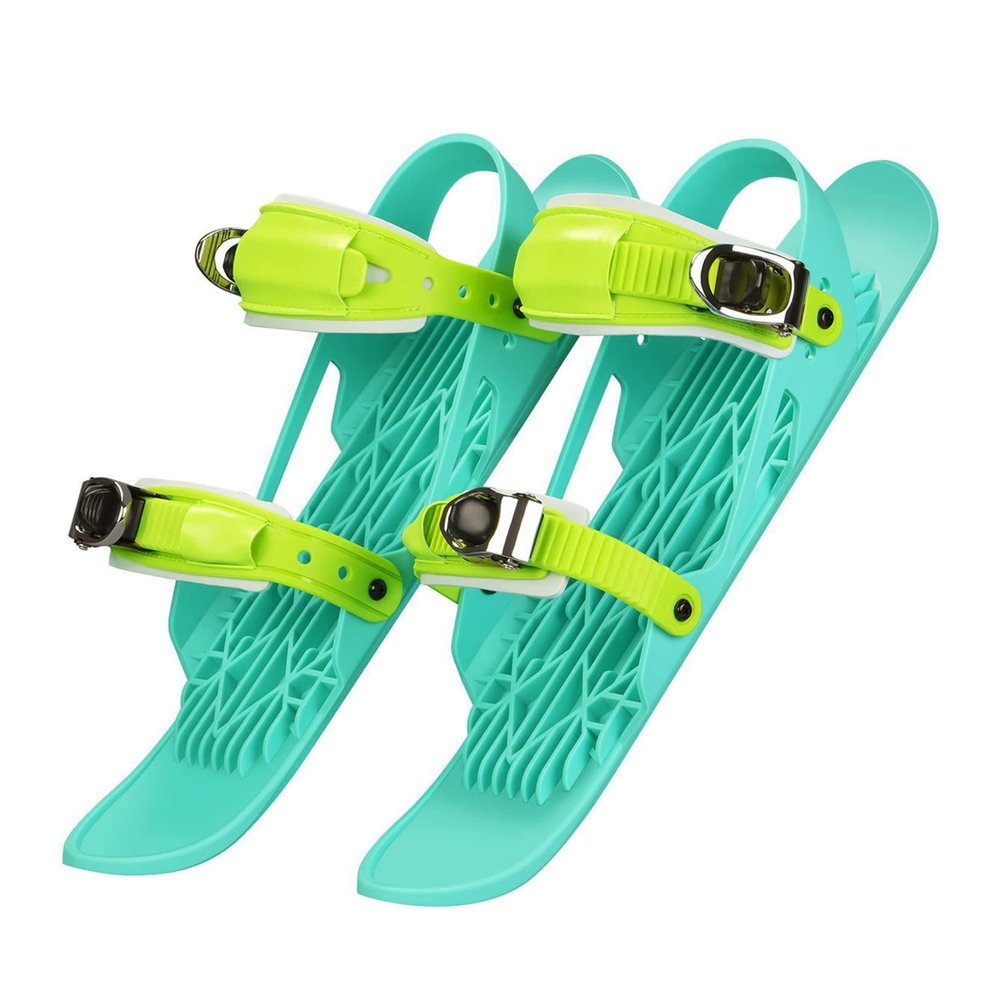 Byrotson Adult Kids Short Ski Skates for Snow, Mini Ski Skates That Attach to Shoes, Skis for Winter Shoes Short Snowskates Snowblades Skiboards,Green,Kids