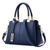 Women Handbag Lychee Pattern Top Handbag Tote Bag Briefcase with Detachable Leather Shoulder Strap-Blue view 1