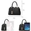 Women Handbag Lychee Pattern Top Handbag Tote Bag Briefcase with Detachable Leather Shoulder Strap-Blue view 2