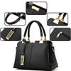 Women Handbag Lychee Pattern Top Handbag Tote Bag Briefcase with Detachable Leather Shoulder Strap-Blue view 4
