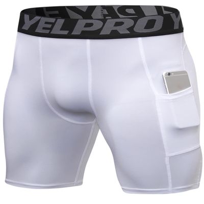 Yuerlian Compression Shorts Men with Pocket Spandex Sport Shorts Athletic Workout Running Performance Baselayer Underwear 1 Packs